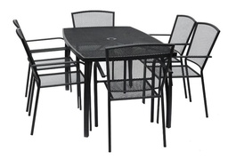 Zahradní sestava 6x REVIR + stůl ANTVERPY antracit/černá
