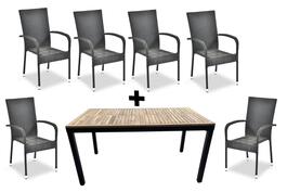 Zahradní set 1+6P MATHO/PAR akacie/černá