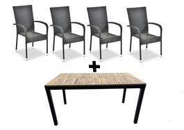 Zahradní set 1+4P MATHO/PAR akacie/černá