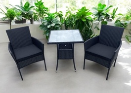 Zahradní ratanový set MADEIRA 2 křesla + 1 stůl černá/šedá
