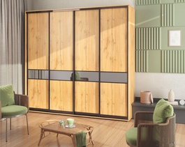 Šatní skříň s posuv. dveřmi 280 RIMAR dub apalačský/zrcadlo grafit