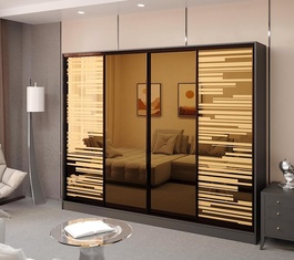 Šatní skříň s posuv. dveřmi 280 LIENA antracit/zrcadlo bronz