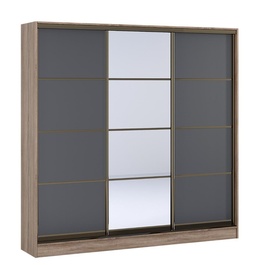 Šatní skříň s posuv. dveřmi 250 ROCI dub lanýž/tmavé sklo