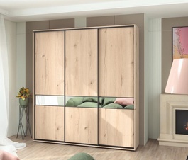 Šatní skříň s posuv. dveřmi 240 NENA dub raya/zrcadlo