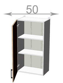 Horní vysoká skříňka š.50, v.92, Horizon W5092, grafit/ořech tmavý