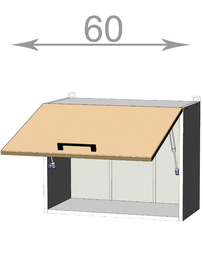Horní vysoká výklopná skříňka š.60, v.46, Premiere W6046, bílá/černý lesk