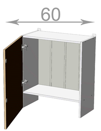 Horní vysoká skříňka nad digestoř š.60, v.68, Kaiser W6068, bílá/bianco lesk