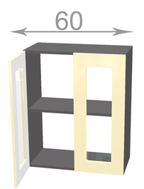 Horní vitrína š.60, v.72, Horizon W6072G, bílá/ořech světlý