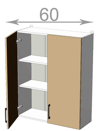 Horní vysoká skříňka š.60, v.92, Kaiser W6092, bílá/bílý lesk