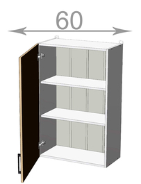 Horní vysoká skříňka š.60, v.92, Kaiser W60921, bílá/krémová lesk