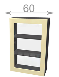 Horní vysoká vitrína š.60, v.92, Premiere W60921G, bílá/šedý metalic