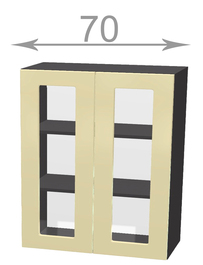Horní vysoká vitrína š.70, v.92, Modena W7092G, bílá/artwood