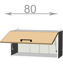 Horní výklopná skříňka š.80, v.36, Kaiser W8036, bílá/bordó lesk