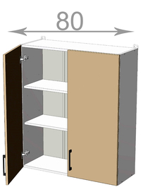 Horní vysoká skříňka š.80, v.92, Modena W8092, bílá/artwood