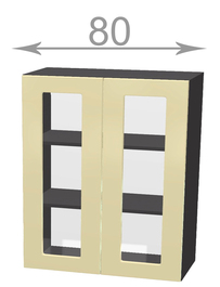 Horní vysoká vitrína š.80, v.92, Modena W8092G, bílá/artwood