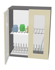 Horní vitrína s odkapávačem š.60, v.72, Modena WD6072G, grafit/bílý mat