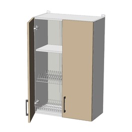 Horní vysoká vitrína s odkapávačem š.60, v.92, Modena WD6092G, grafit/šedá činčila