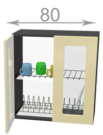 Horní vitrína s odkapávačem š.80, v.72, Premiere WD8072G, bílá/dub Artisan