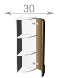 Horní vysoká rohová skříňka š.30, v.92, Premiere WRF3092, bílá/šedý metalic