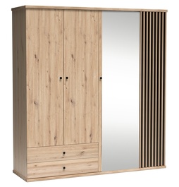 Šatní skříň se zrcadlem 200, barva dub artisan/černá