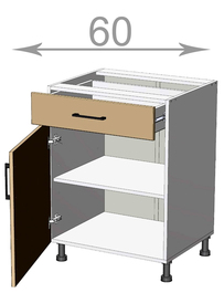 Dolní skříňka se šuplíkem š.60, v.82, Horizon LDD11S6082, grafit/beton