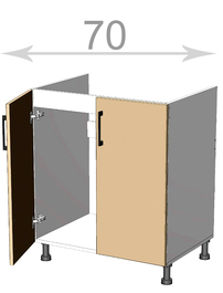 Dolní dřezová skříňka š.70, v.82, Horizon LS7082, bílá/ořech tmavý