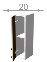 Horní regál š.20, v.72, Kaiser W2072F, bílá/chladně šedý mat
