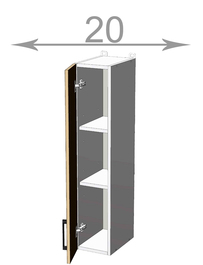 Horní vysoká skříňka š.20, v.92, Kaiser W2092F, bílá/kouř mat