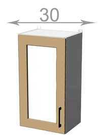 Horní vitrína š.30, v.72, Premiere W3072G, bílá/řezaný grafit