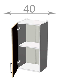 Horní skříňka š.40, v.72, Kaiser W4072, bílá/kouř mat