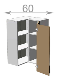 Horní vysoká rohová skříňka š.60, v.92, Horizon BK606092, bílá/ořech světlý
