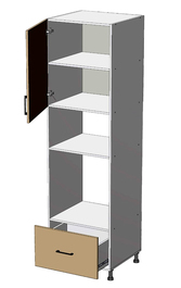 Dolní vysoká potravinová skříň na vestavnou troubu a mikrovlnku š.60, v.214, Horizon HL602144, grafit/ořech tmavý