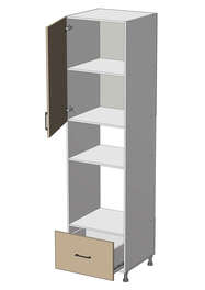 Dolní vysoká potravinová skříň na vestavnou troubu a mikrovlnku š.60, v.234, Modena HL602344, grafit/dub Sonoma