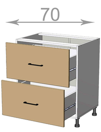 Dolní skříňka se zásuvkami š.70, v.82, Kaiser LD11S7082, bílá/bílý mat