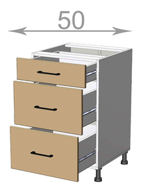 Dolní skříňka se zásuvkami š.50, v.82, Kaiser LD12S5082, bílá/bianco lesk