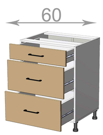 Dolní skříňka se zásuvkami š.60, v.82, Modena LD12S6082, bílá/artwood