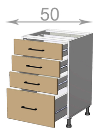 Dolní skříňka se zásuvkami š.50, v.82, Horizon LD31S5082, bílá/ořech světlý
