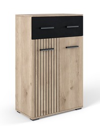 ZEMURA komoda se šuplíkem, bílý dub/černá