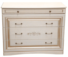 AJAX zásuvková komoda, bílé dřevo/patina