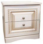 AJAX 2ks nočních stolků, bílé dřevo/patina
