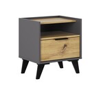 SKOURA noční stolek, dub artisan/grafit