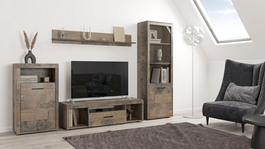 ZOUMI 1 obývací stěna, dub grunge colonial