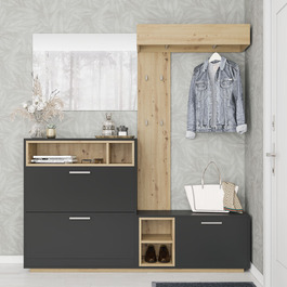 LAMTAR předsíňová sestava, dub Artisan / antracit