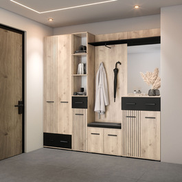 ZEMURA předsíňová sestava, bílý dub / černá