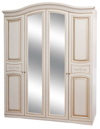 AJAX šatní skříň 4D, bílé dřevo/patina