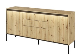 Komoda 2D3S s LED IPOLIS dub artisan/černá