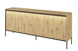 Komoda 4D nizká s LED IPOLIS dub artisan/černá