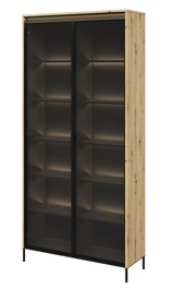 Vitrína 2D s LED IPOLIS dub artisan/černá