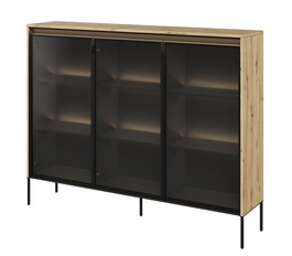 Vitrína 3D s LED IPOLIS dub artisan/černá