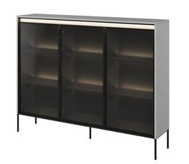 Vitrína 3D s LED IPOLIS šedá/černá